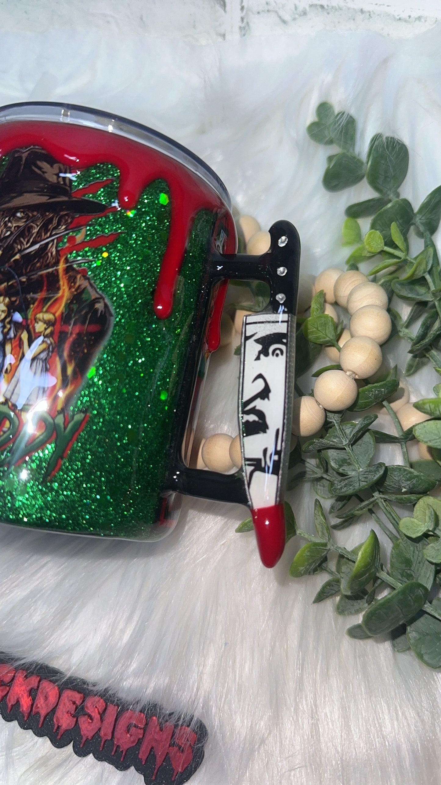 RTS {Fred Slasher Polaroid w Mini Knife Handle, SnowGlobe Bottom & Drip} 12oz Mug