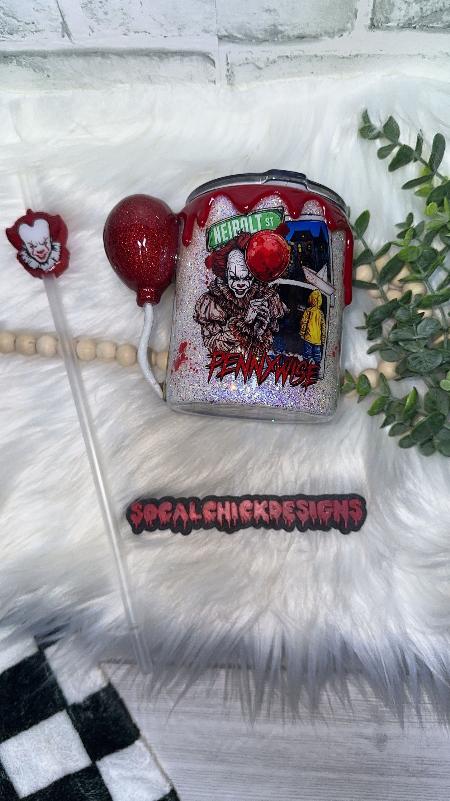 RTS {Penny Polaroid w Mini Balloon Element, SnowGlobe Bottom & Drip} 12oz Mug