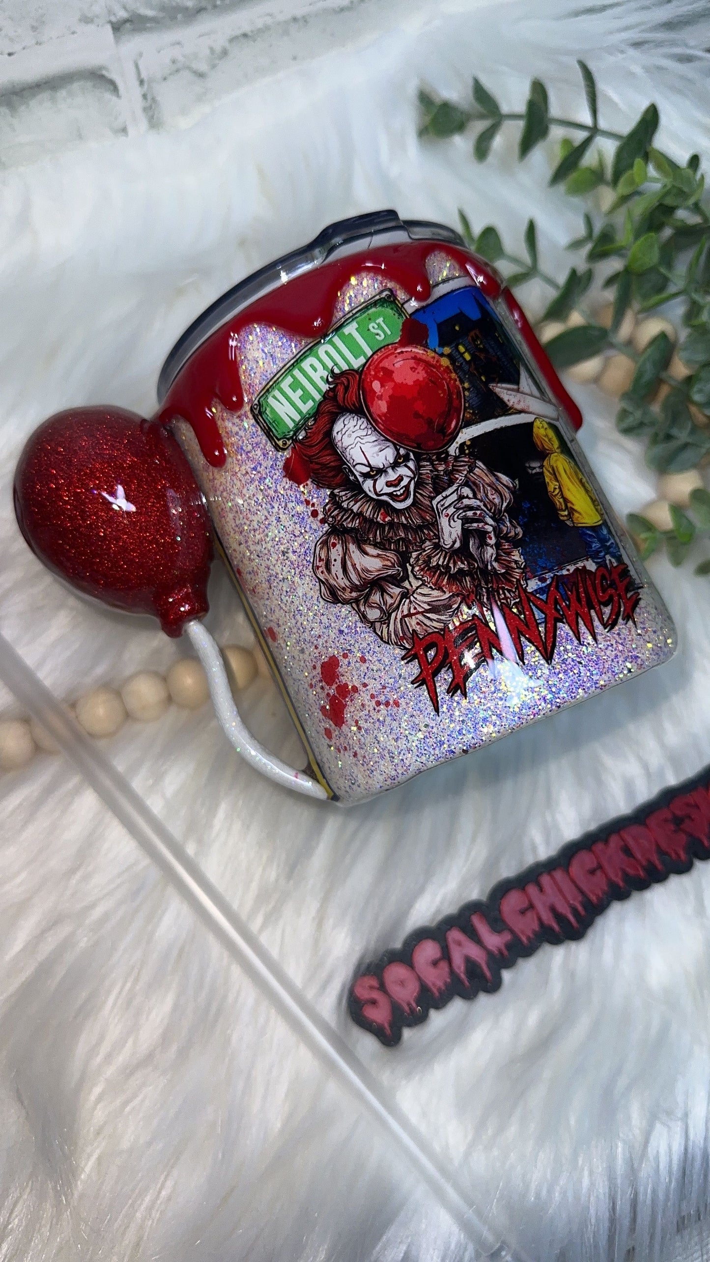 RTS {Penny Polaroid w Mini Balloon Element, SnowGlobe Bottom & Drip} 12oz Mug