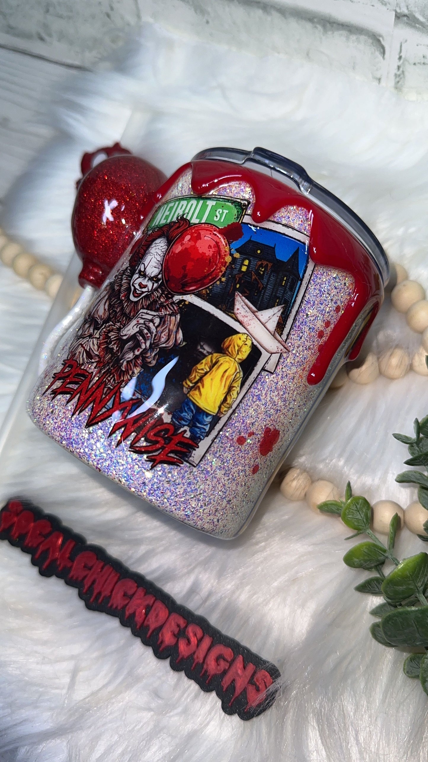 RTS {Penny Polaroid w Mini Balloon Element, SnowGlobe Bottom & Drip} 12oz Mug