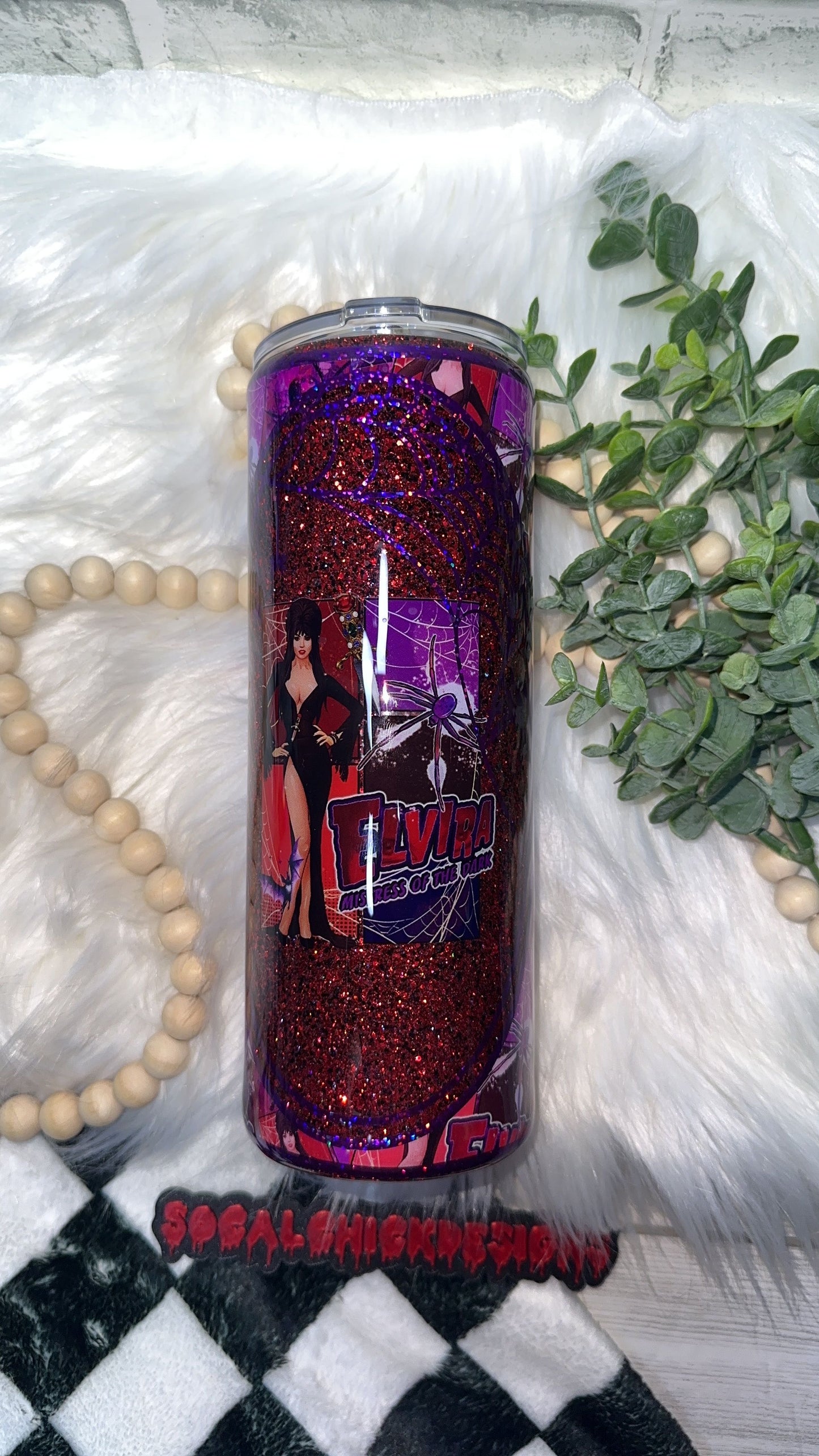 RTS {Mistress Of The Dark with SnowGlobe Bottom} 24oz Skinny