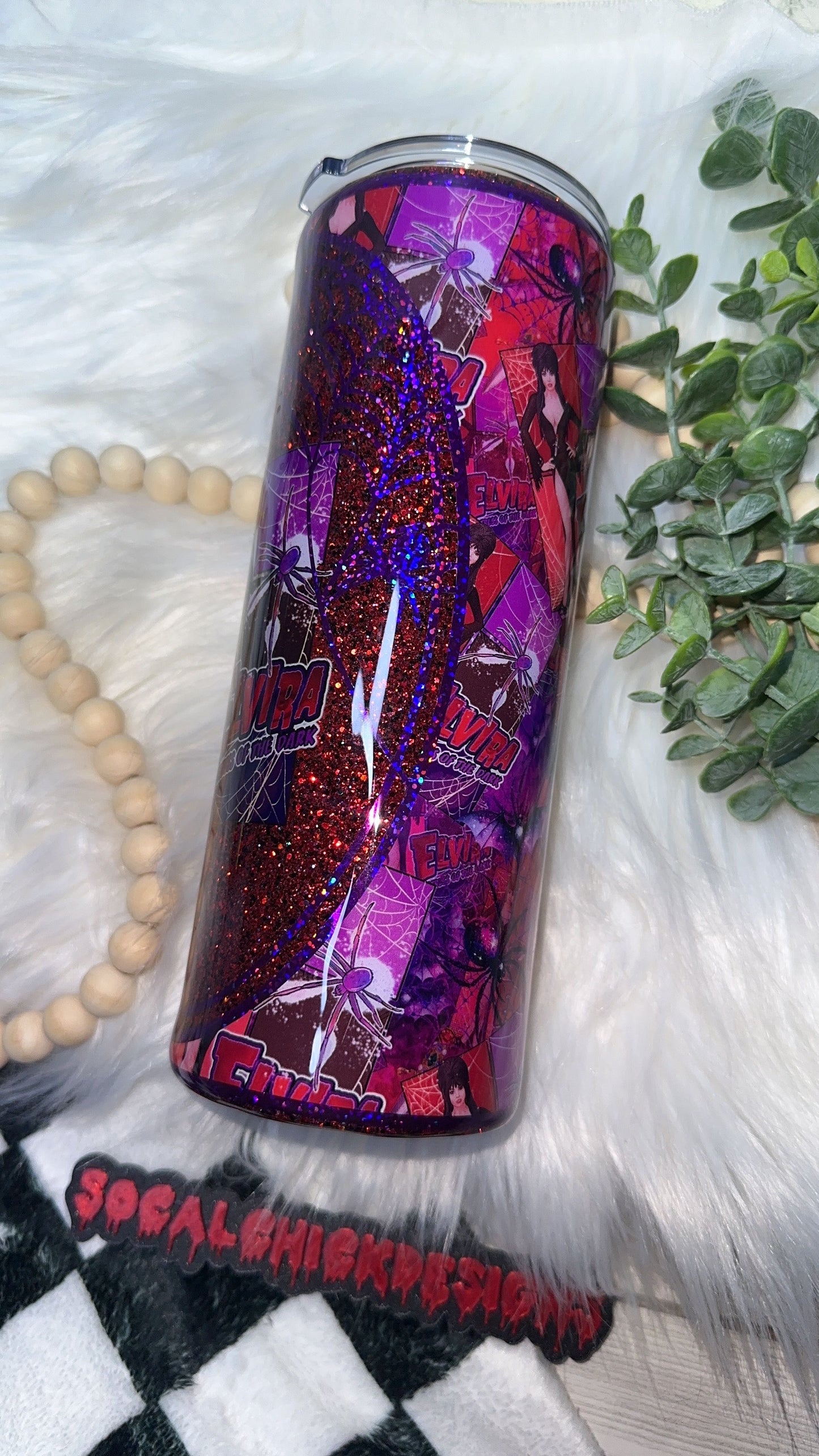 RTS {Mistress Of The Dark with SnowGlobe Bottom} 24oz Skinny