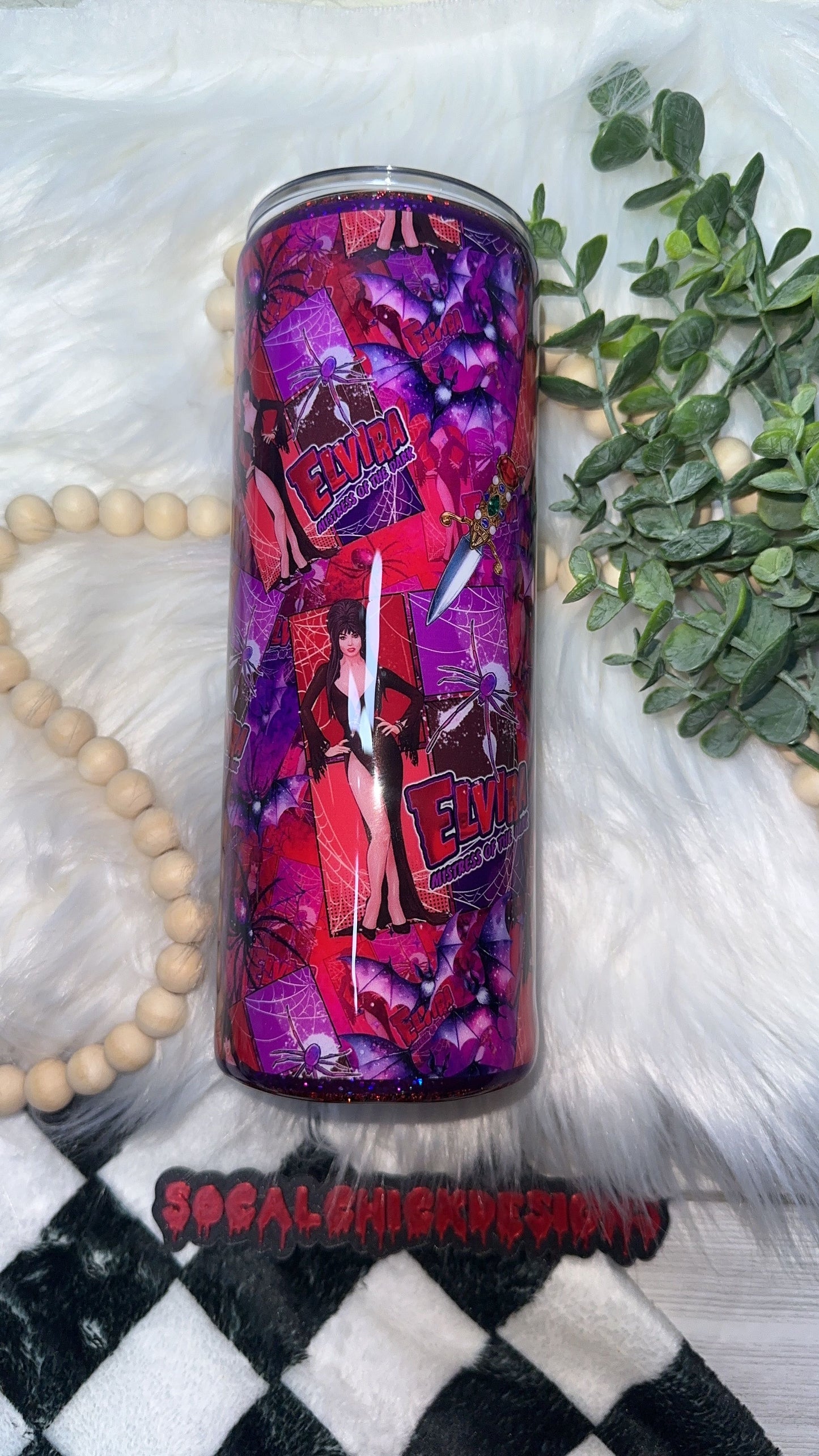 RTS {Mistress Of The Dark with SnowGlobe Bottom} 24oz Skinny
