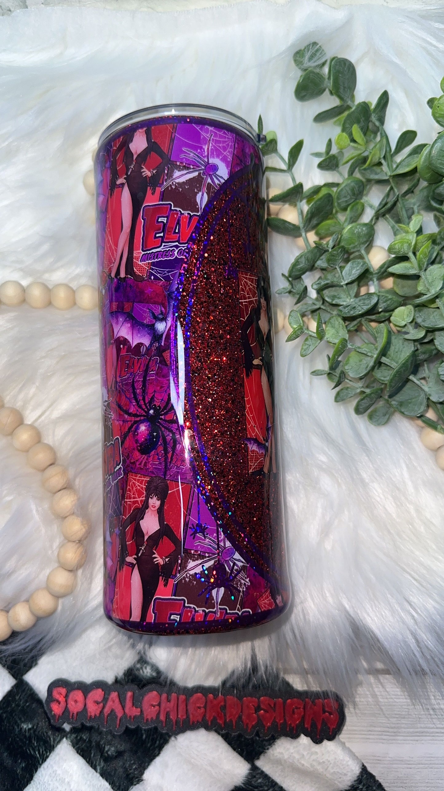 RTS {Mistress Of The Dark with SnowGlobe Bottom} 24oz Skinny