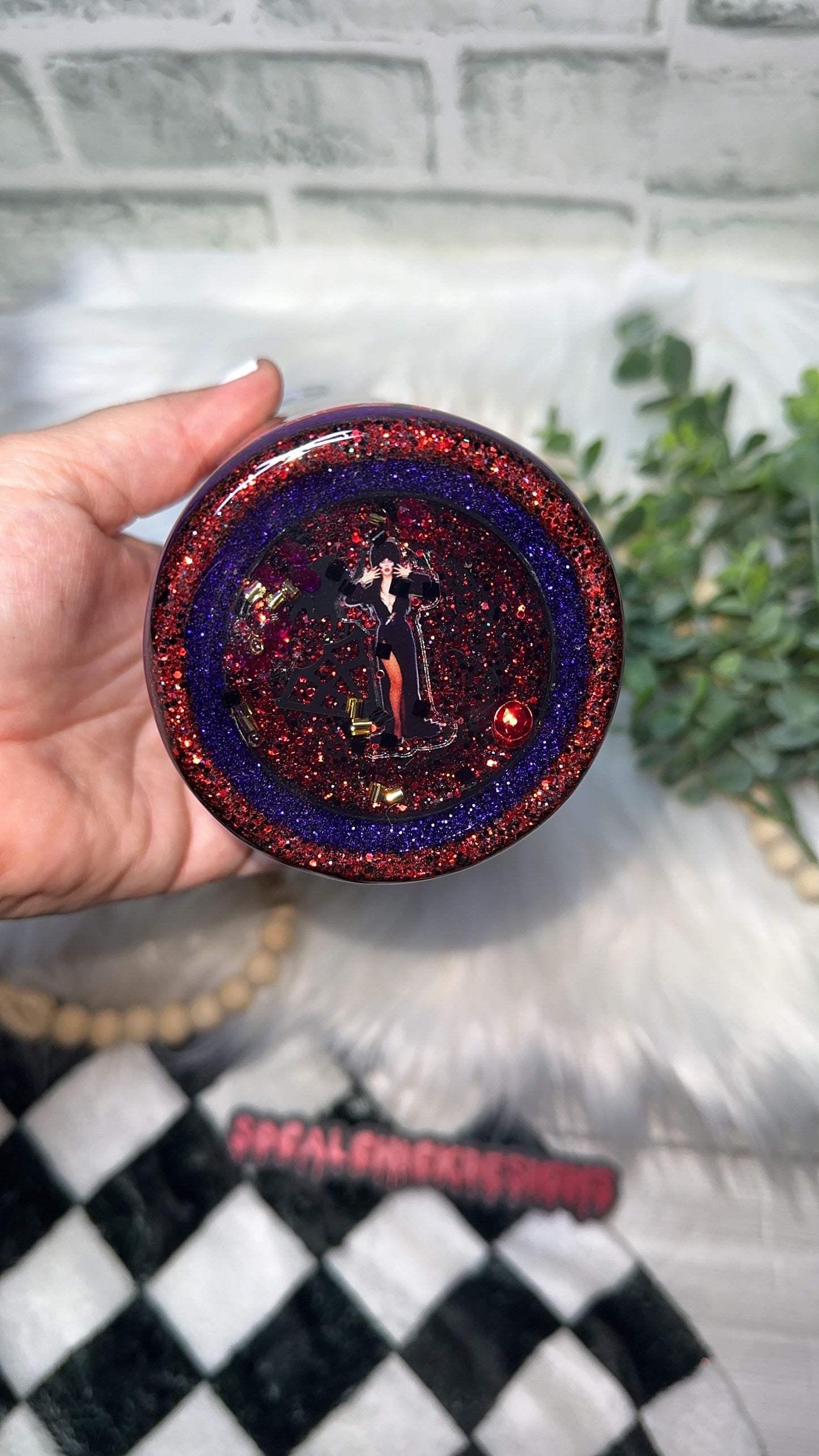 RTS {Mistress Of The Dark with SnowGlobe Bottom} 24oz Skinny