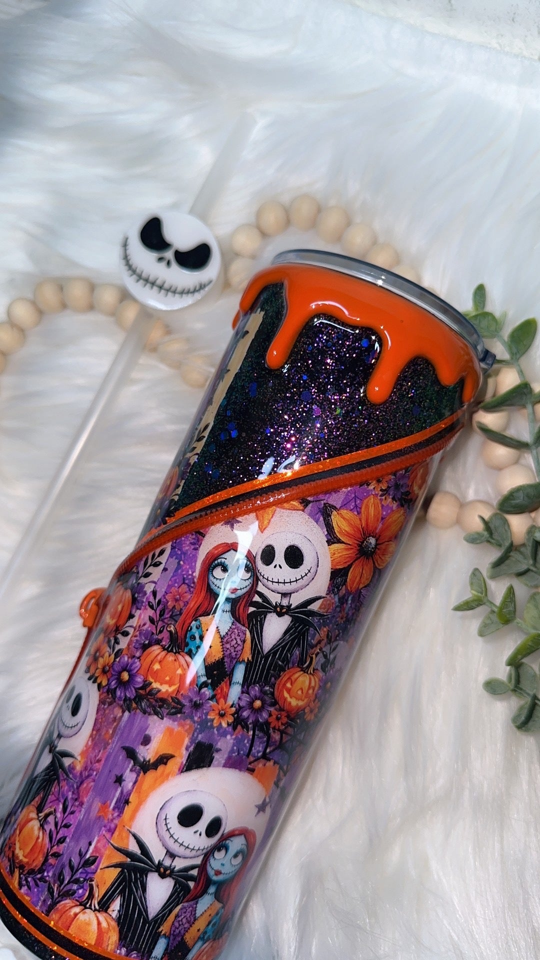 RTS {NBC Lovers with Zipper, Charm, SnowGlobe Bottom & Drip} 24oz Skinny