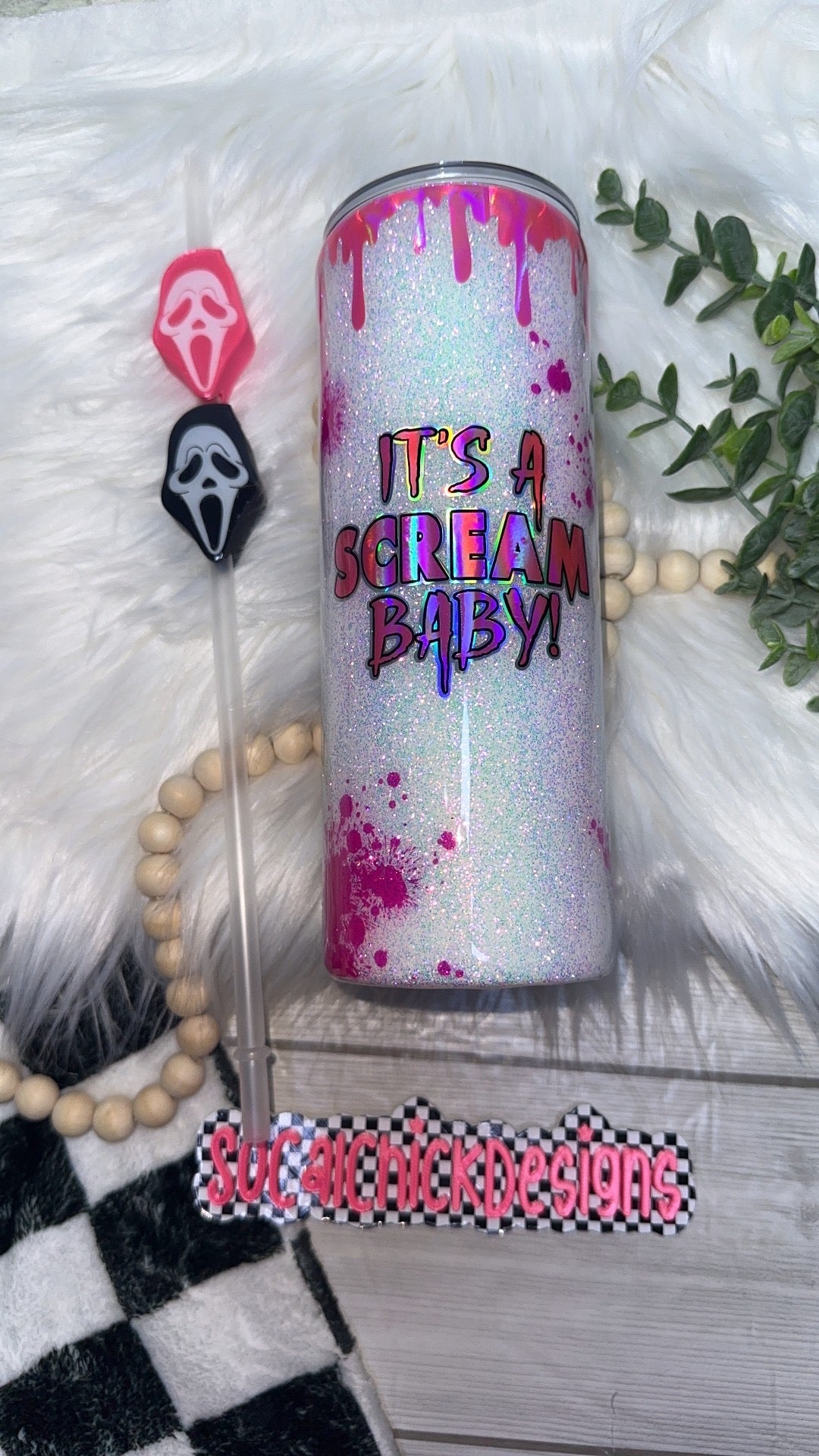 RTS {Admit One - Spooky Movie Night with SnowGlobe Bottom} 24oz Skinny