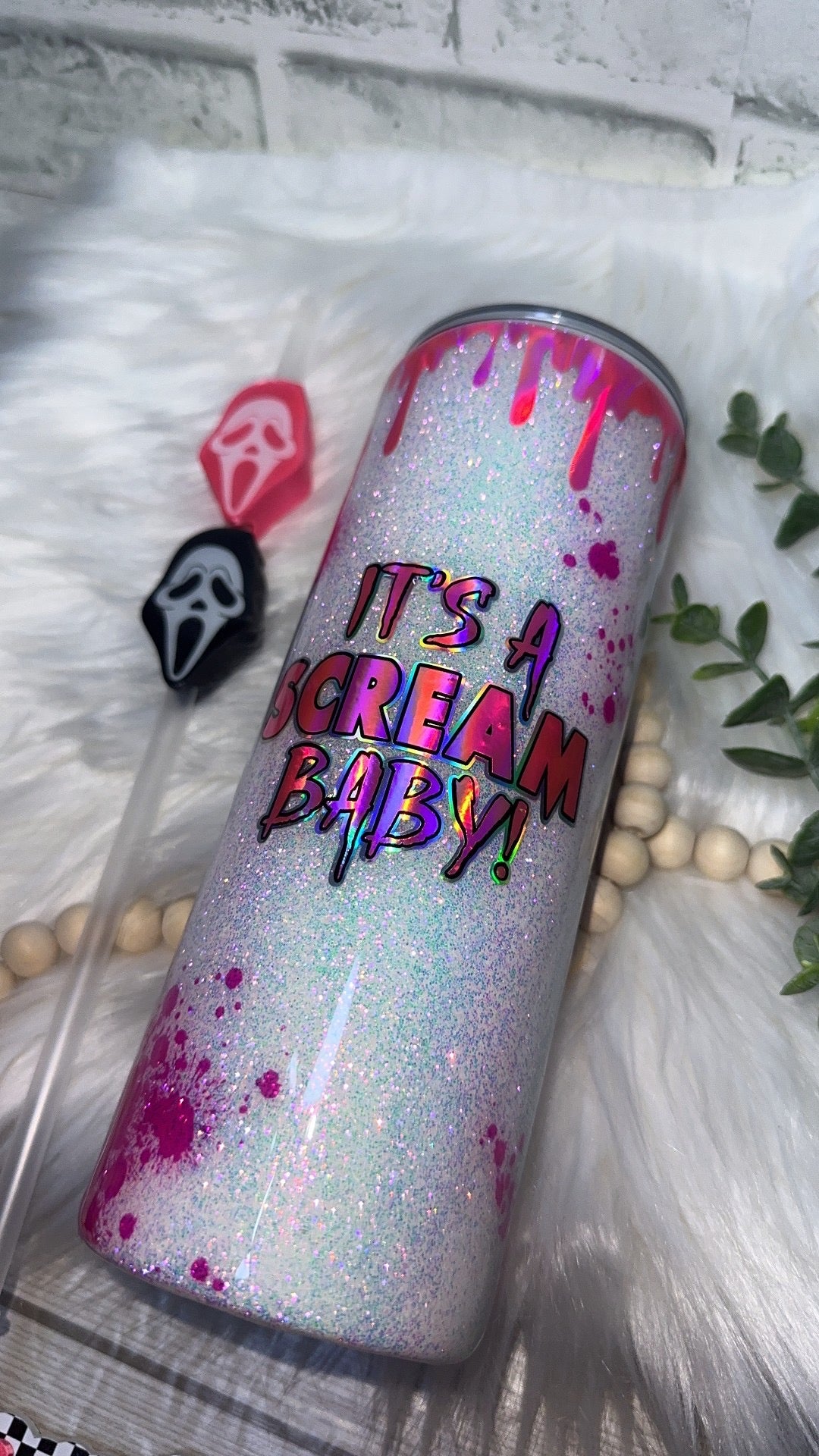 RTS {Admit One - Spooky Movie Night with SnowGlobe Bottom} 24oz Skinny