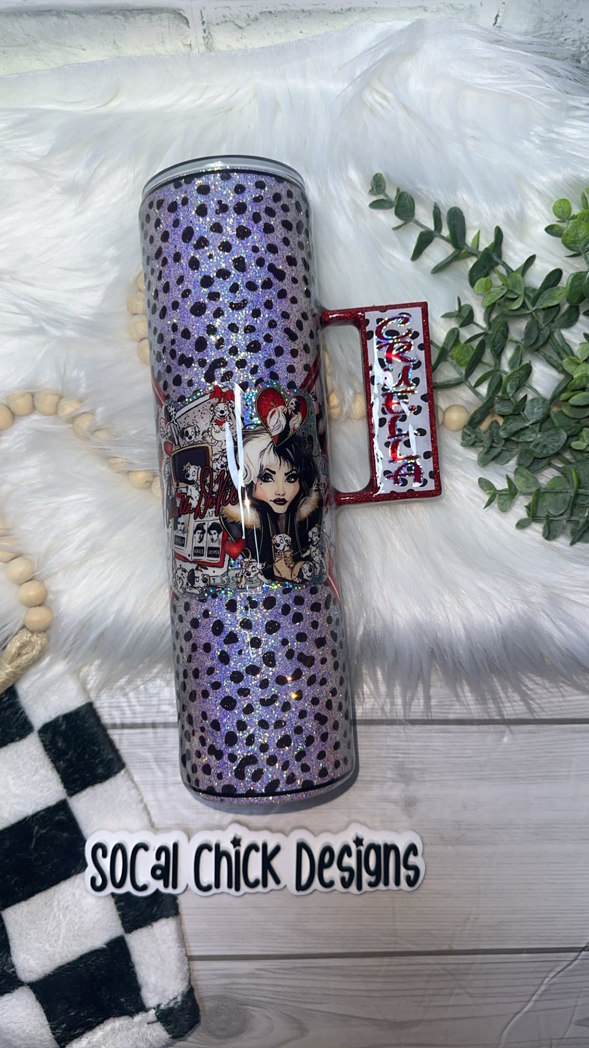 RTS {Cruel Dalmatian Queen, SnowGlobe Bottom & Handle} 32oz Skinny