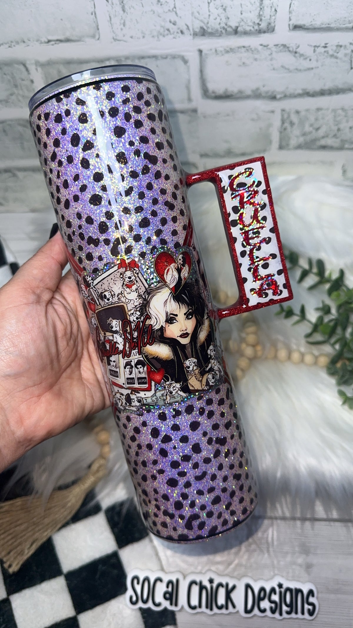RTS {Cruel Dalmatian Queen, SnowGlobe Bottom & Handle} 32oz Skinny