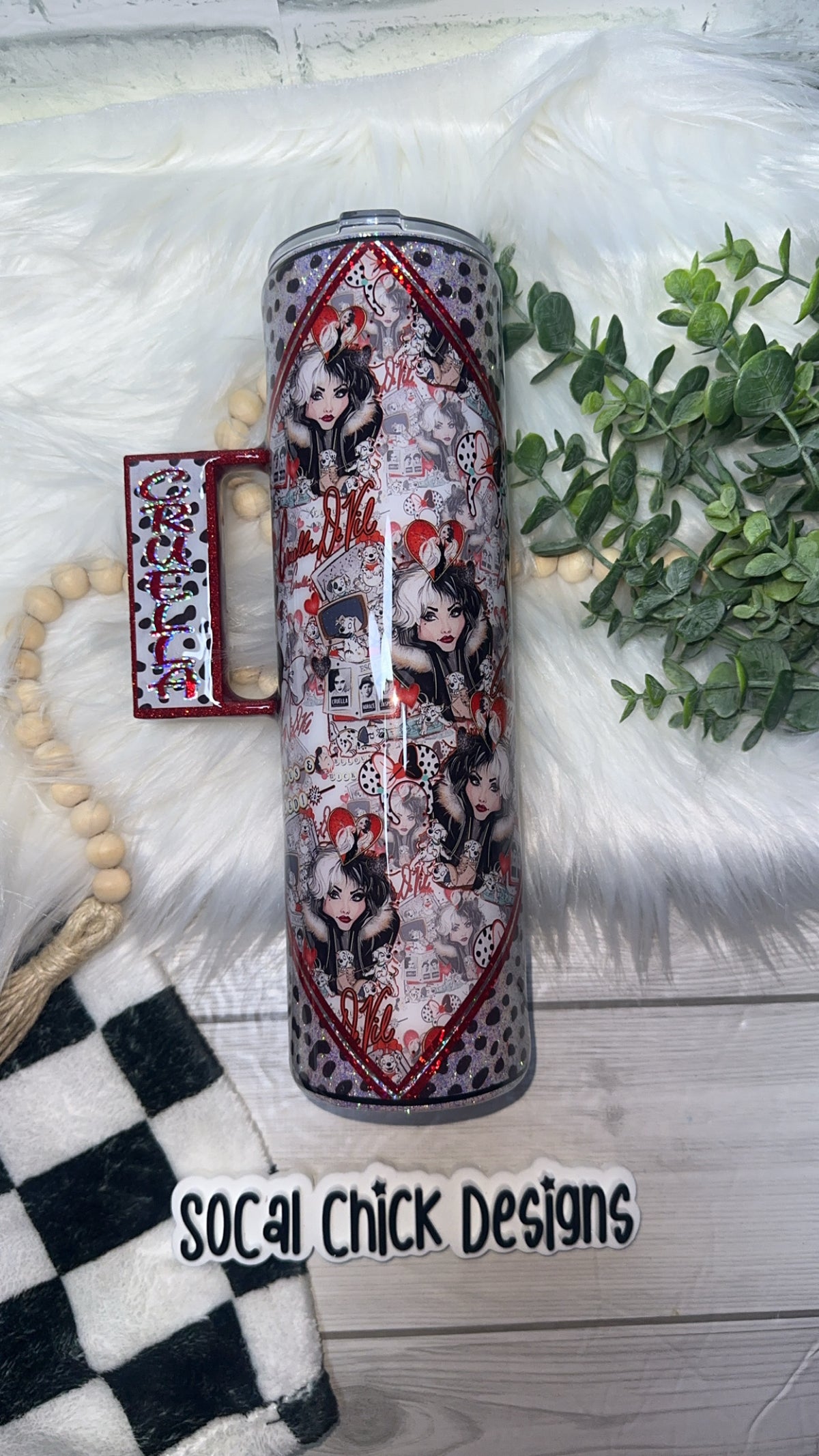 RTS {Cruel Dalmatian Queen, SnowGlobe Bottom & Handle} 32oz Skinny
