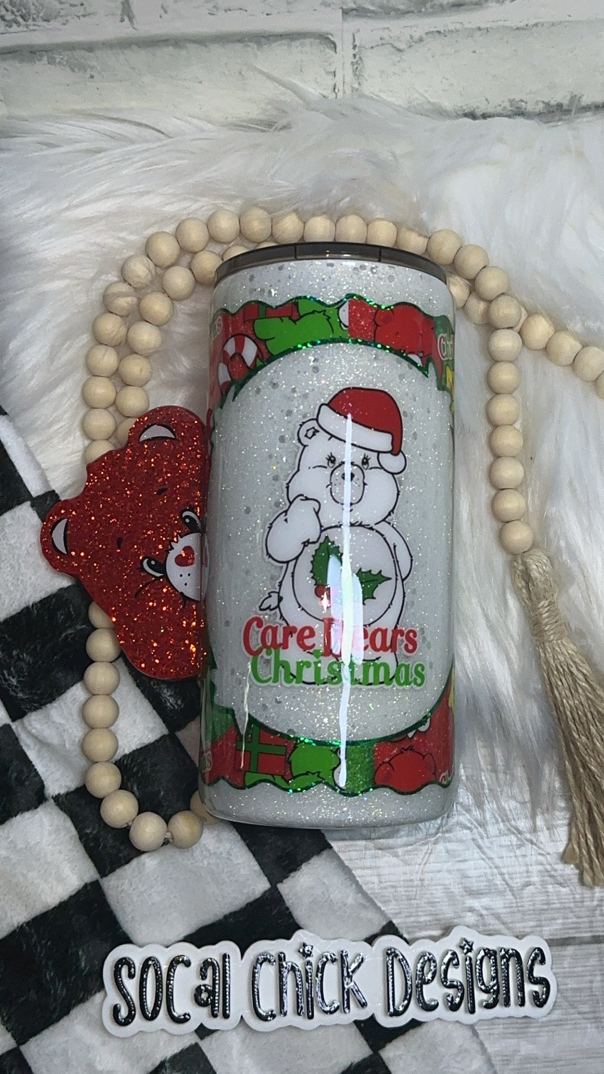 RTS {Christmas Bear w Peeking Handle} 22oz Fatty