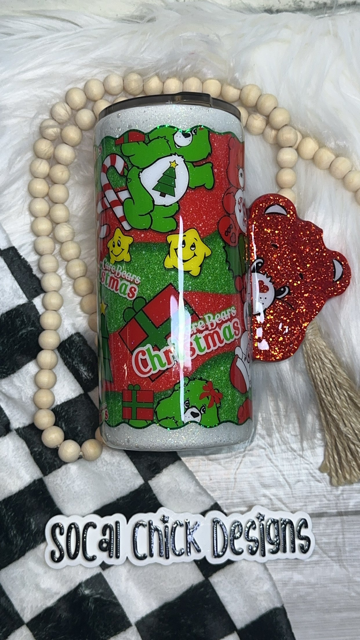 RTS {Christmas Bear w Peeking Handle} 22oz Fatty