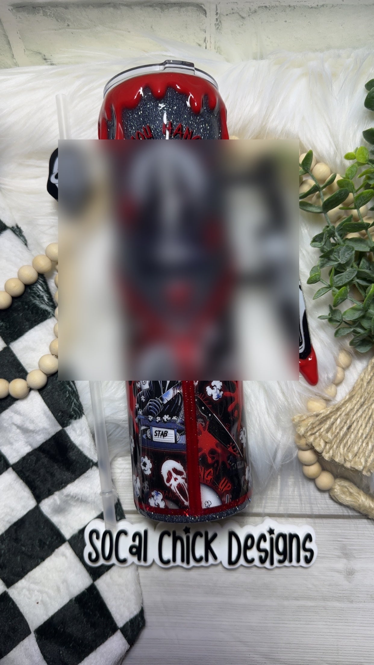 MTO {No You Hang Up (Red)-Zipper & Charm with Knife Handle & Snow Globe Bottom} Select Your Tumbler Style