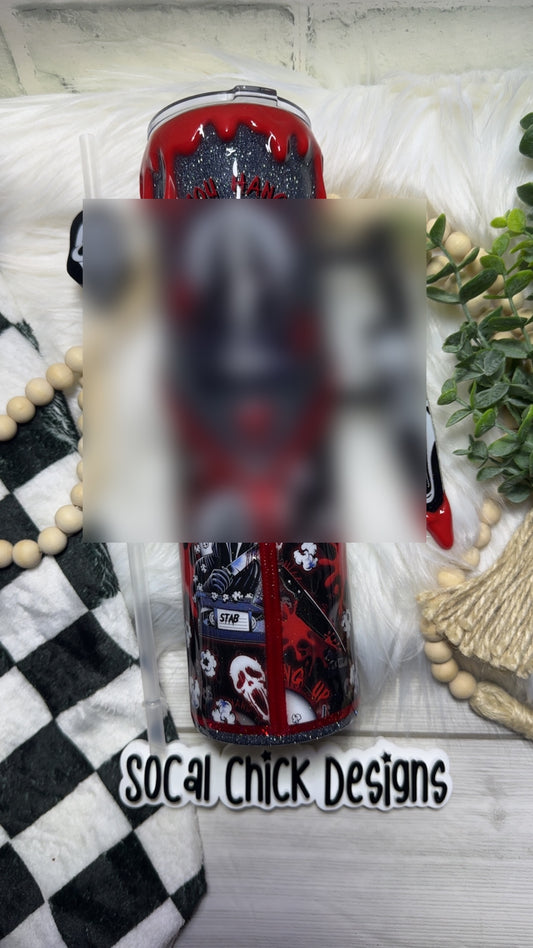MTO {No You Hang Up (Red)-Zipper & Charm with Knife Handle & Snow Globe Bottom} Select Your Tumbler Style