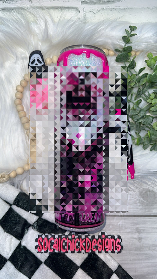 RTS {You Make my Heart Scream (Hot Pink), Zipper & Charm, Knife Handle, Drip & SnowGlobe Bottom} 32oz Skinny