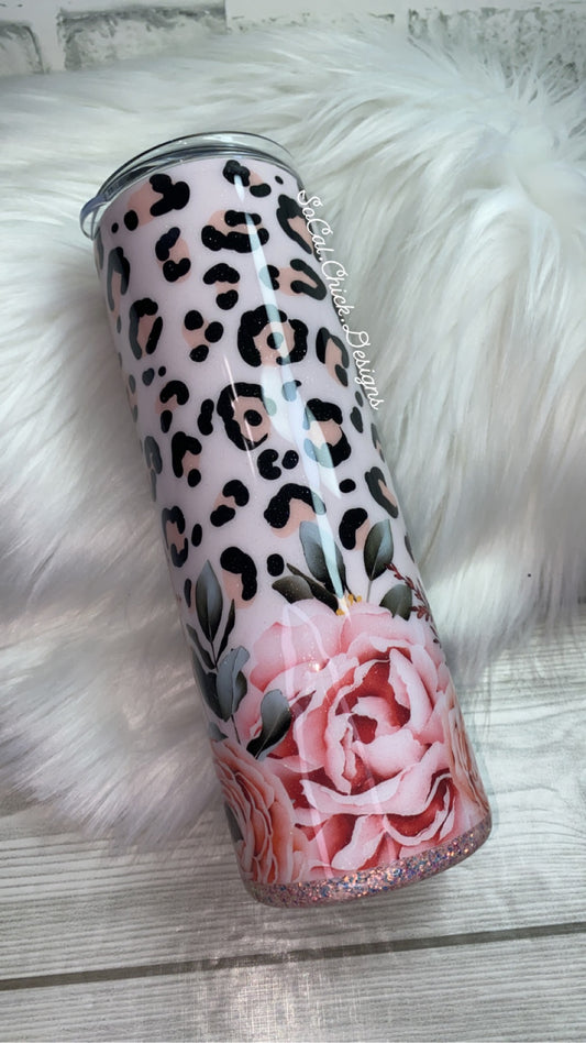 MTO {Pink Rose & Leopard} Select Your Tumbler Style