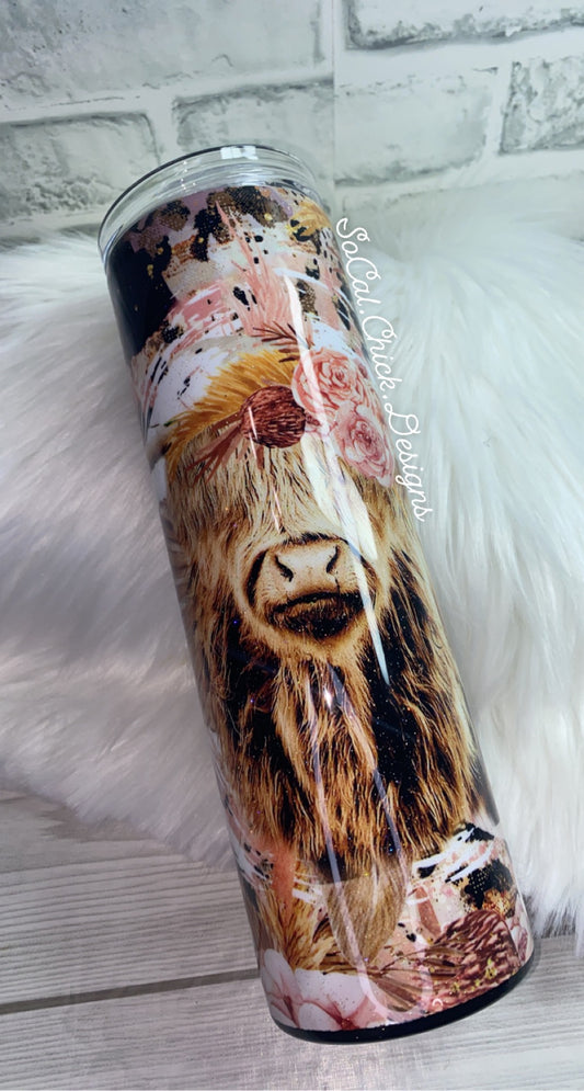 RTS {Floral Boho Cow} 30oz Skinny