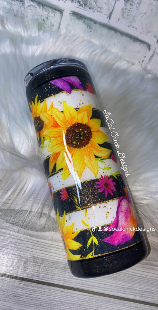 MTO {Sunflowers & Butterflies Fabric} - Select Your Tumbler Style